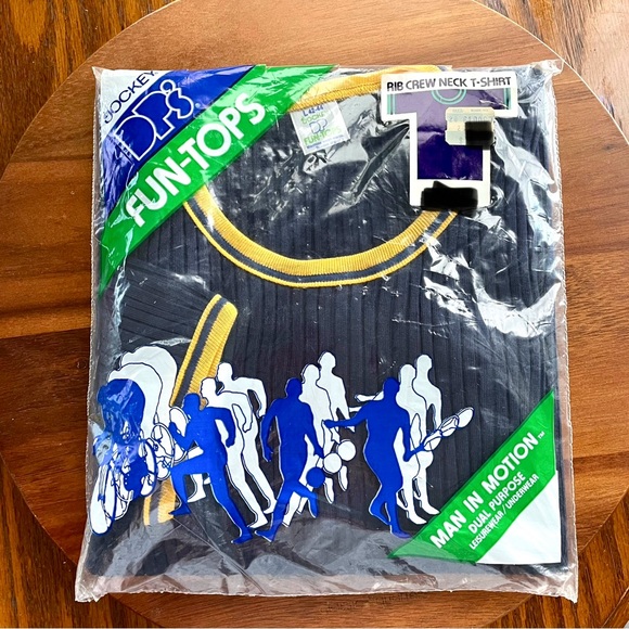 Jockey Other - **NEW** Jockey Rib Crew Neck T-Shirt - Size Lrg - Navy/Yellow - New Old Stock